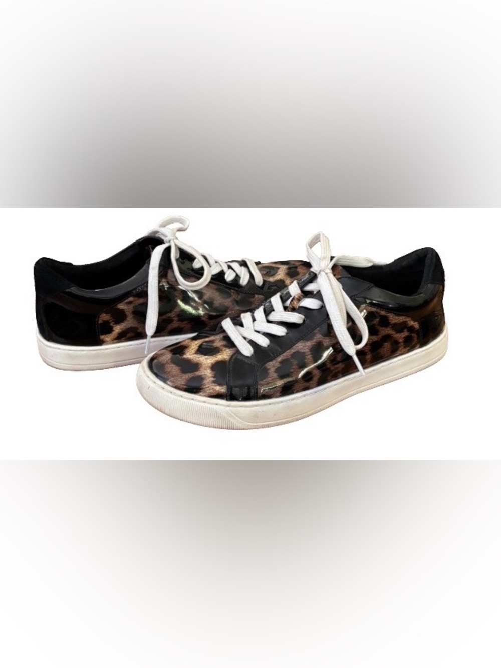 Vaneli Sport Colter Camel Leopard & blk patent lace up Snkrs WM 7.5 athleisure